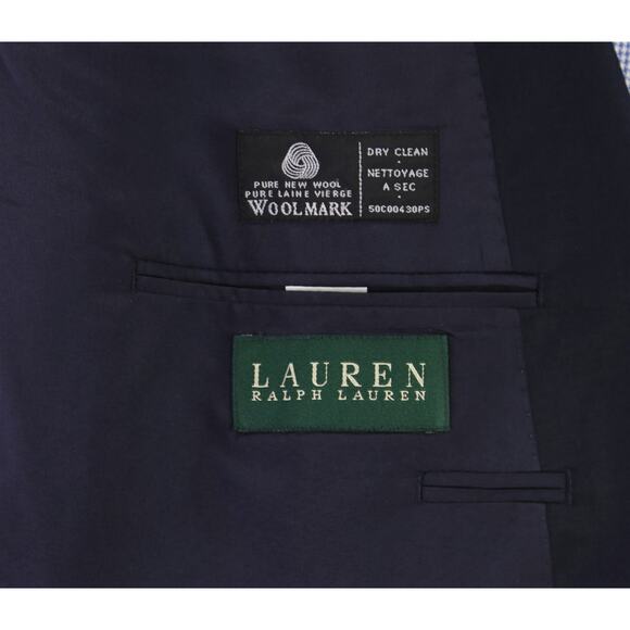 Lauren Ralph Lauren Mens Navy Blue Gold Button Blazer Jacket Wool 46R - Picture 7 of 8